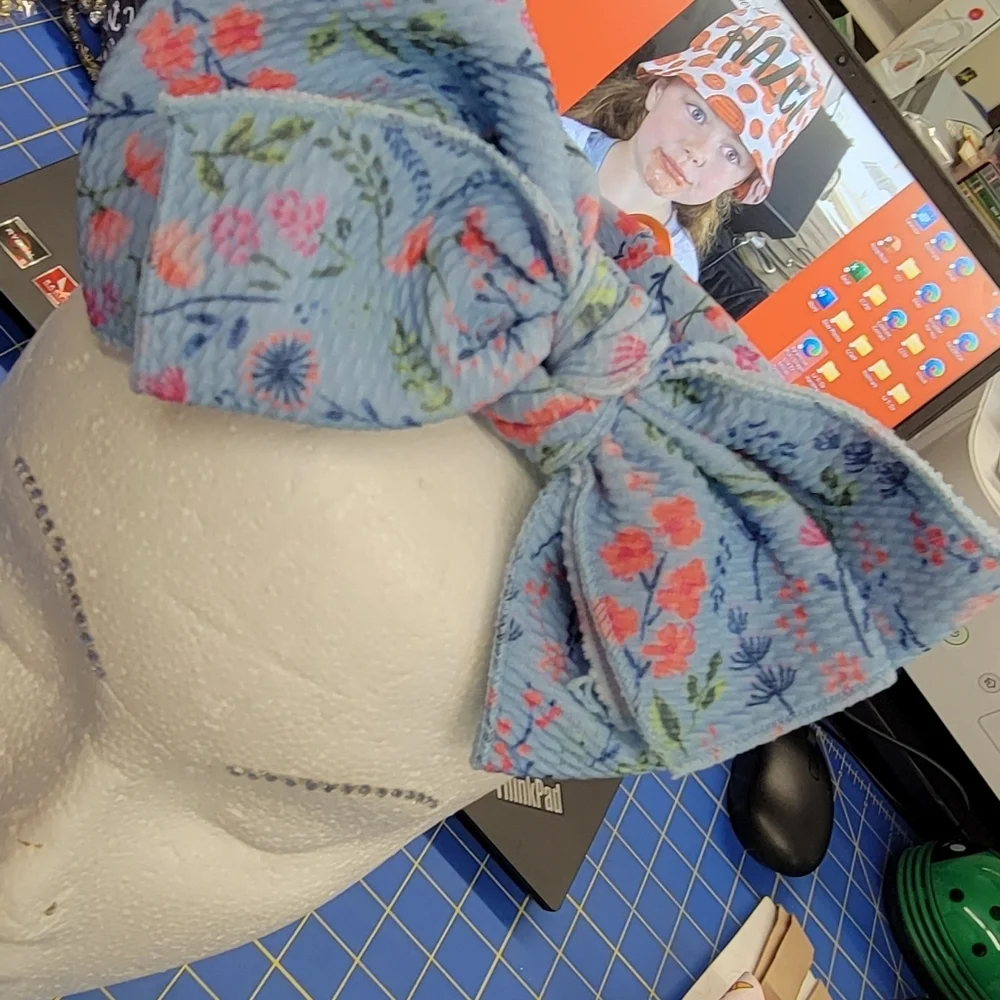 Floral Big Bow Headband Headwrap